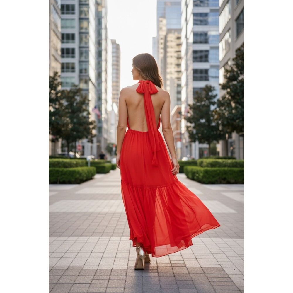 Bardot Orange Halter Maxi Dress in Size XL Brand New With Tags NWT